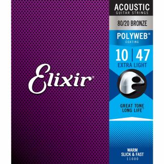 Elixir 80/20 Bronze PolyWeb 10-47(11000) Extra Light akusztikus húrkészlet