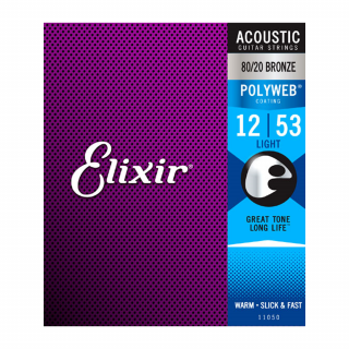 Elixir 80/20 Bronze PolyWeb 12-53 (11050) Custom Light akusztikus húrkészlet