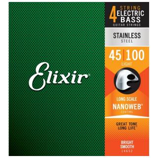 Elixir NanoWeb (14652) Stainless Steel Bass 45-100 Light basszusgitár húrkészlet