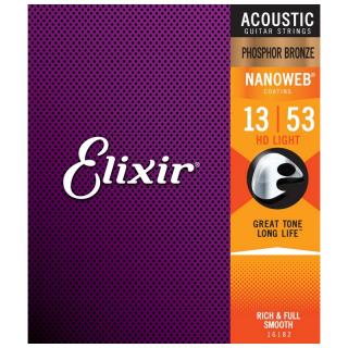 Elixir Phosphor Bronze NanoWeb (16182) 13-53 HD Light akusztikus gitár húrkészlet