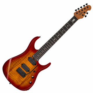 Sterling by Music Man JP157 Spalted Maple Blood Orange Burst 7 húros elektromos gitár