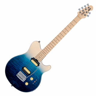 Sterling by Music Man S.U.B. Axis AX3 Quilted Maple Ven. Top Spectrum Blue elektromos gitár