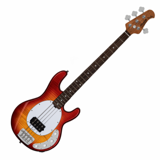 Sterling by Music Man StingRay RAY34 Flame Maple Cherry Bur 4 húros basszusgitár