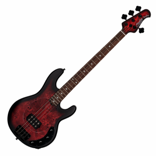 Sterling by Music Man StingRay RAY34 Poplar Burl Dark Scarlet 4 húros basszusgitár