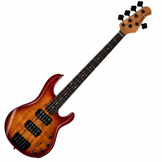 Sterling by Music Man StingRay RAY35HH Spalted Maple Blood Orange Burst 5 húros basszusgitár