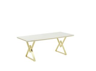 Alya Elit étkezőasztal lakk fehér MDF lappal és arany fém lábakkal 92x180 cm