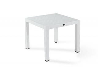 Fa hatású rattan asztal 90x90 cm Fehér
