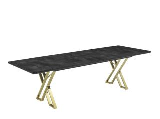 Leon Soft bővíthtő étkezőasztal lakk irony MDF lappal és arany fém lábakkal 100x200 cm (240 cm)