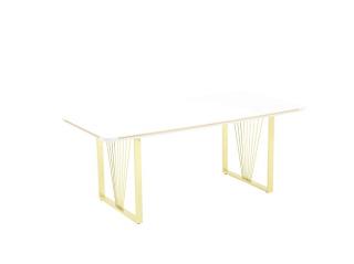 Nora Elit étkezőasztal lakk fehér MDF lappal és arany fém lábakkal 92x180 cm