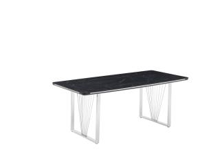 Nora Elit étkezőasztal lakk fekete royal MDF lappal és ezüst fém lábakkal 92x180 cm