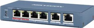 6 portos PoE switch (60 W); 1 HiPoE + 3 PoE+(at) + 2 uplink port; nem menedzselhető