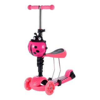 2in1 katicás háromkerekű roller ülőkével rózsaszín