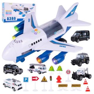 A380 repülőgép rendőrautókkal