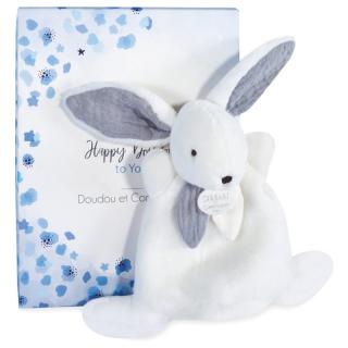 HAPPY GLOSSY Nyuszi szundikendő - 17 cm white / grey