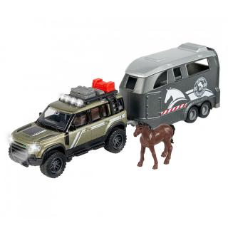 Land Rover lószállító lóval