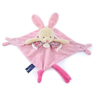 MARIONNETTE - Nyuszi szundikendő ujjbábbal - 30 cm rózsaszín