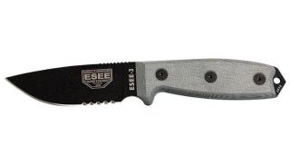 ESEE 3 Feekete Penge 1/2 Serrated Fekete Micarta Outdoor EDC Kés