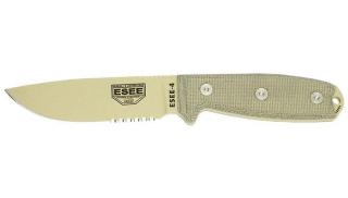 ESEE 4 Desert 1/2 Serrated Penge Szürke Micarta Oudoor Kés