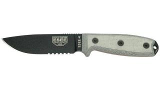 ESEE 4 Fekete 1/2 Serrated Penge Zöld Micarta Outdoor Kés