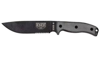 ESEE 6 Fekete 1/2 Serrated Penge Szürke Micarta Outdoor Kés