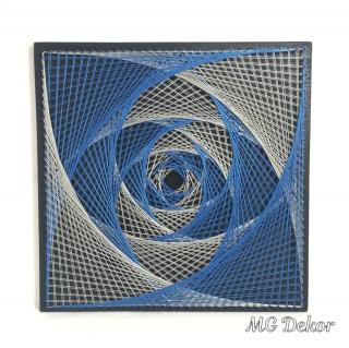 Fonalkép (string art) ezüst-kék rózsa