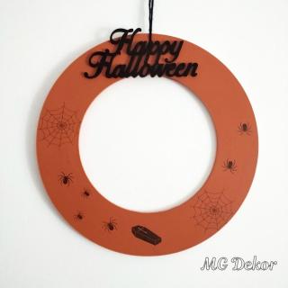 Halloween ajtódísz pókokkal