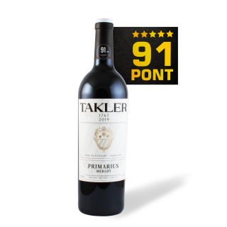 Primarius Merlot Válogatás 2019 - Takler - 91 pont **** (0,75l)