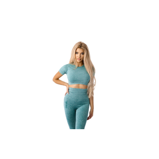 SEAMLESS SHORT-SLEEVE CROP TOP (GREEN) S