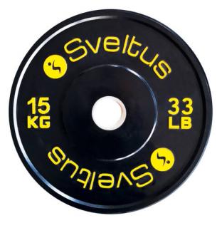 Sveltus olimpiai gumírozott, fém súlytárcsa súlyemeléshez, 15 kg