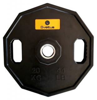 Sveltus olimpiai kezdő gumírozott, fém súlytárcsa súlyemeléshez, 20 kg