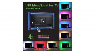 TV HÁTTÉRVILÁGÍTÁS RGB SZETT USB CSATLAKOZÁSSAL, TÁVIRÁNYÍTÓVAL