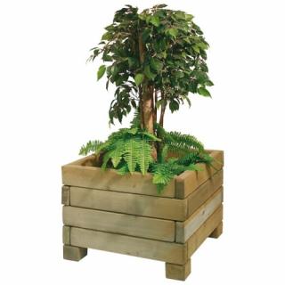 Négyzet alakú, fa  virágcserép -MADERA (F5C_7966_0000)