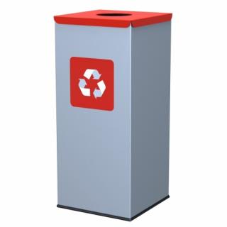 Négyzetes hulladéktároló-piros fedéllel