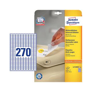 17,8*10 mm-es Avery Zweckform A4 íves etikett címke, fehér színű (25 ív/doboz)