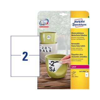 210*148 mm-es Avery Zweckform A4 íves etikett címke, fehér színű (20 ív/doboz)