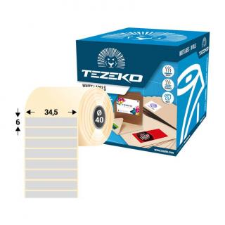 34.5 * 6 mm, öntapadós műanyag etikett címke (3500 címke/tekercs)
