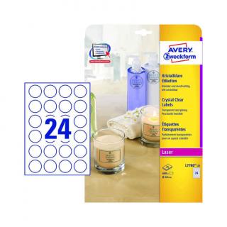 40 mm-es Avery Zweckform A4 íves etikett címke, priehladná (číra), (25 ív/doboz)