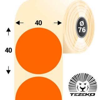 40 mm-es kör, papír címke, fluo narancs színű (5500 címke/tekercs)