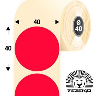 40 mm-es kör, papír címke, fluo piros színű (1100 címke/tekercs)