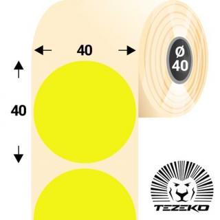 40 mm-es kör, papír címke, fluo sárga színű (1100 címke/tekercs)