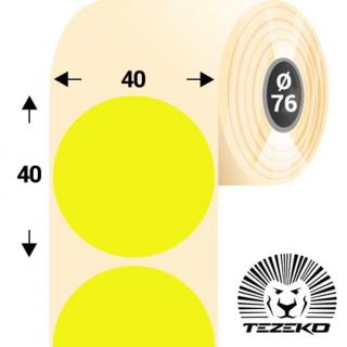 40 mm-es kör, papír címke, fluo sárga színű (2750 címke/tekercs)