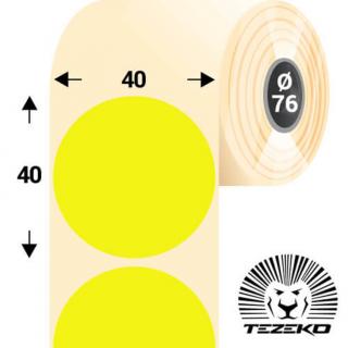 40 mm-es kör, papír címke, fluo sárga színű (5500 címke/tekercs)
