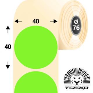 40 mm-es kör, papír címke, fluo zöld színű (5500 címke/tekercs)