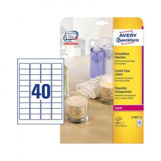 45,7*25,4 mm-es Avery Zweckform A4 íves etikett címke, priehladná (číra), (25 ív/doboz)
