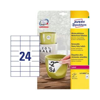 70*37 mm-es Avery Zweckform A4 íves etikett címke, fehér színű (20 ív/doboz)