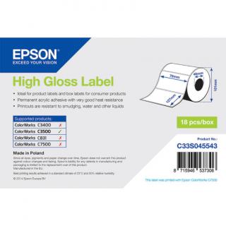 Epson fényes, papír etikett címke, 76*127 mm, 250 címke/tekercs  (rendelési egység 18 tekercs/doboz)