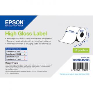 Epson fényes papír, folyamatos címke, 102 mm * 33 méter  (rendelési egység 18 tekercs/doboz)