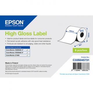 Epson fényes papír, folyamatos címke, 102 mm * 58 méter (rendelési egység 8 tekercs/doboz)