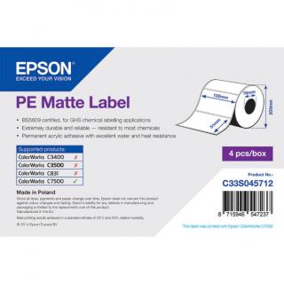 Epson matt, műanyag (PE) etikett címke, 102*51 mm, 2310 címke/tekercs (rendelési egység 4 tekercs/doboz)