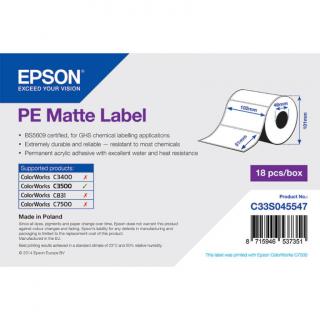 Epson matt, műanyag (PE) etikett címke, 102*51 mm, 535 címke/tekercs  (rendelési egység 18 tekercs/doboz)